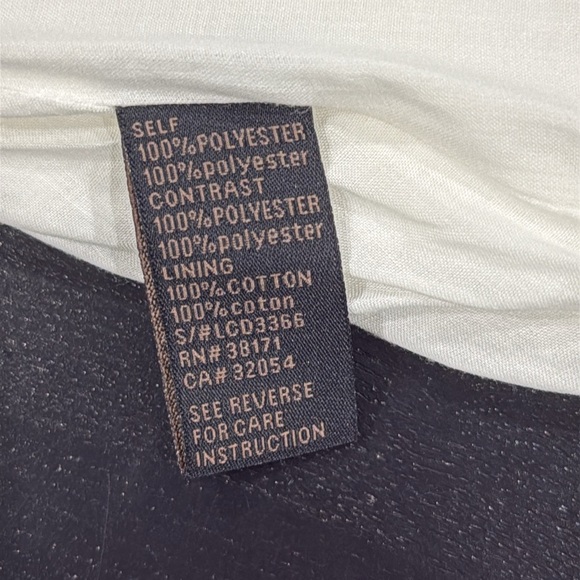 Lucca Couture Elegant White Flowy Dress with Ruffle Neckline and Tan Bow - L - Picture 9 of 11